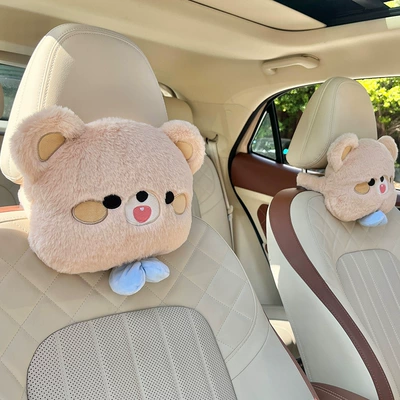 Lumbar Pillows, Car Pillows, Women's – Headrest - cream-bear-headrest-2-piece-set-no-specifications