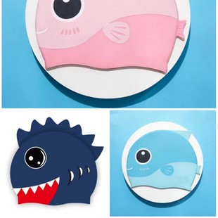 Children silicone swimming cap waterproof comfortable Hair Care baby swimming cap cartoon shark elastic diving swimming cap wholesale