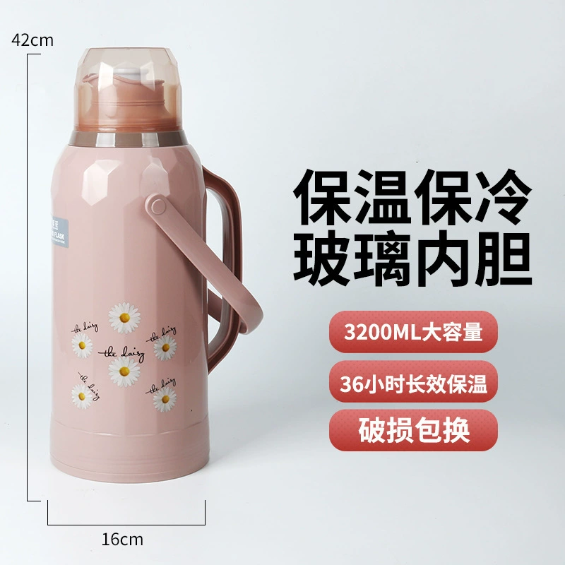 Capacious thermos for elementary school students for home use, glass liner
