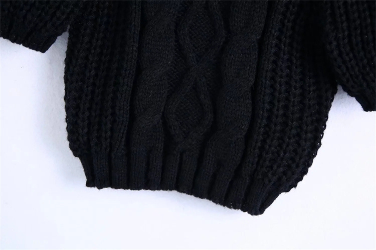 puff sleeve slim short solid color knitted sweater NSYJN118462