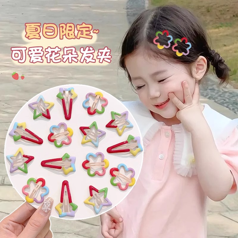Bonitos niños color caramelo flores clip para el cabello BB clips niñas pecado roto clip para el cabello lateral pequeño clip universal