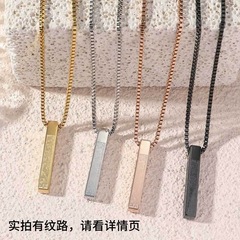 クロスボーダーパーソナライズされたハイエンドチタン鋼ネックレスルーン彫刻ステンレス鋼金メッキ柱ペンダントネックレス非退色女性用