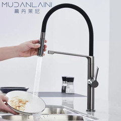 K9HX批發銅灰色抽拉式廚房水龍頭冷熱水槽洗菜盆洗碗池伸縮黑色