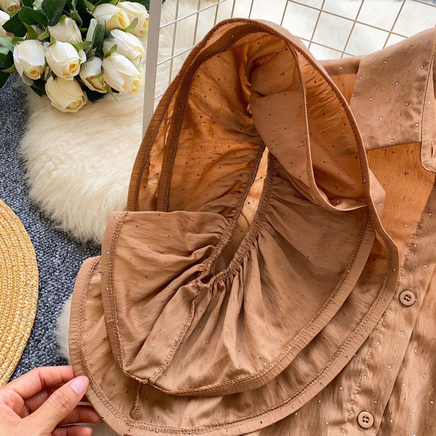 Women's Korean Style Puff Sleeve Breathable Shirt Skin Friendly Loose Design Elegant Versatile Commuter Top Spring 2026_ecoleips.com