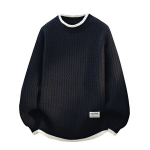 波浪纹毛衣男秋冬款潮牌内搭衣服假两件线衣加绒加厚半高领针织衫图片