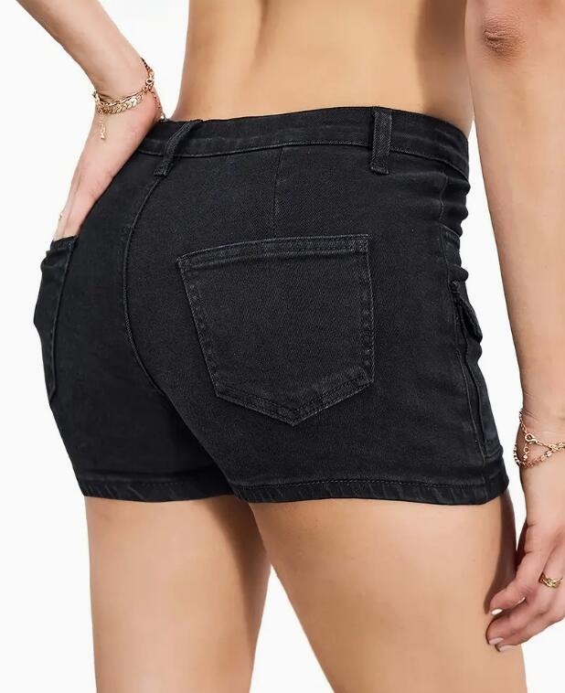 Women's Stretch Denim Shorts Solid Colour Street Style Shorts_voghion.com