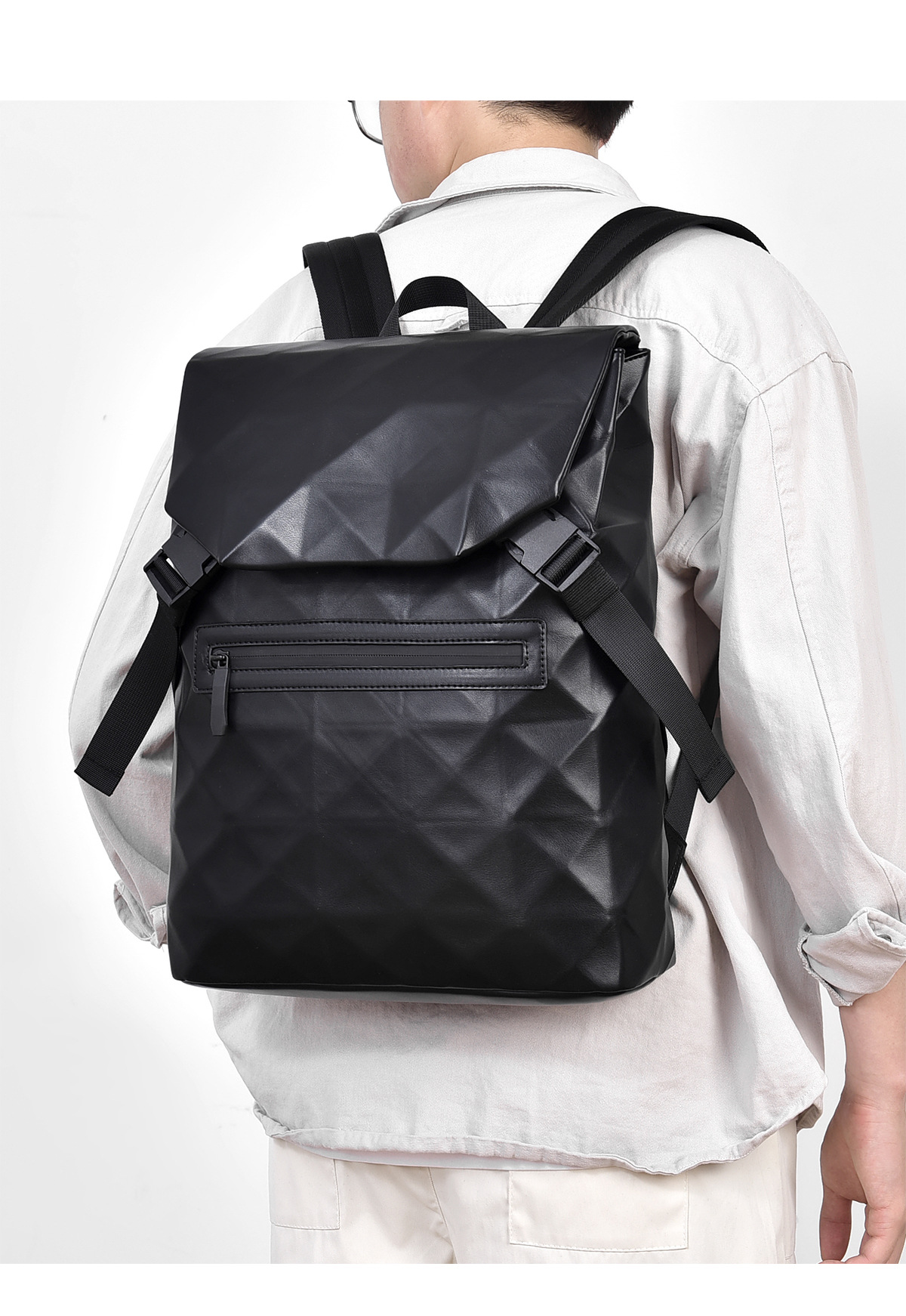 New diamond-shaped men's casual backpack, business commuting, large-capacity travel, fashionable computer bag, student schoolbag undefined