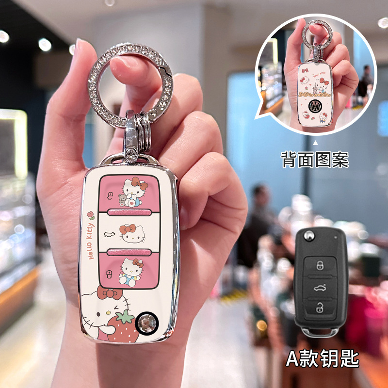 폭스바겐 모델 A [양면인쇄 KT 고양이] + 실버 다이아몬드 버클