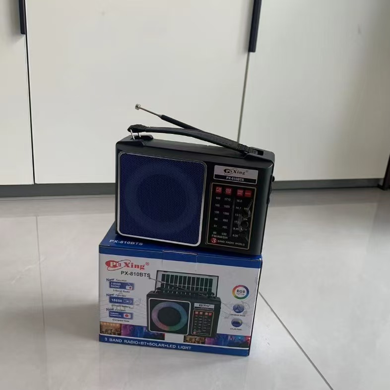PX810BTS跨境复古便携式老年人专用收音机滚轮手动调台多波段广播