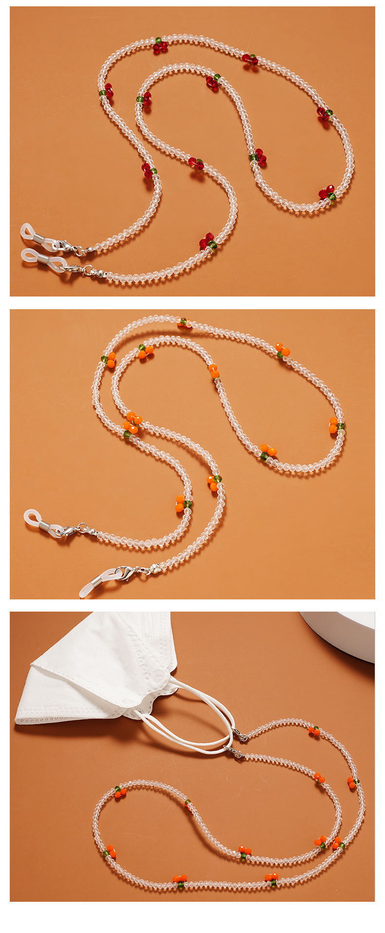 17g Weight Glasses Chain Classification Holiday, Daily Occasion Artificial Crystal, Imitation Pearl Material Cherry Pattern Unisex Gender Cute, Sweet Style Cute Sweet Cherry Artificial Crystal Imitation Pearl Unisex Glasses Chain
