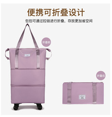 Swivel Wheel Travel Bag Lightweight Portable Luggage Storage Bag Maternity Bag Dry Wet Separation Large Capacity Fitness Yoga Bag