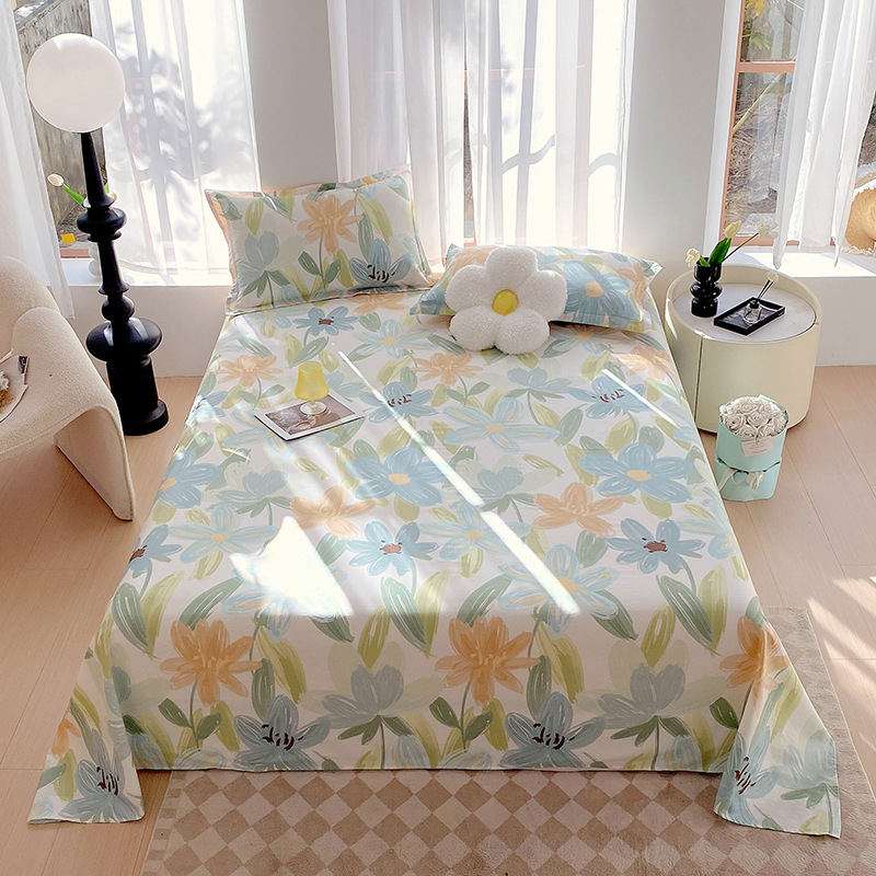 Cross-border cotton double increase sheets cotton printing student dormitory sheets group purchase factory wholesale a generation of hair