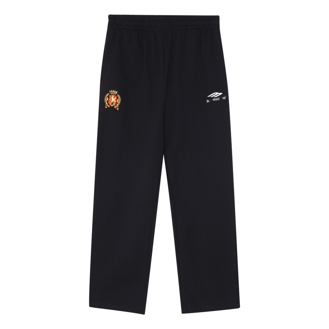 thumbnail for Correct version of Paris B family co-branded Manchester United embroidered trophy LOGO black men's and women's loose trousers, slacks, sweatpants