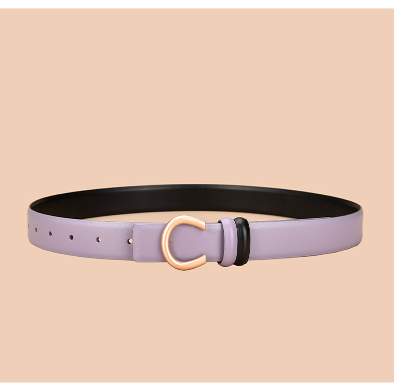 Ladies Double Sided Available Internal Buckle Simple Thin Belt Cowhide display picture 4