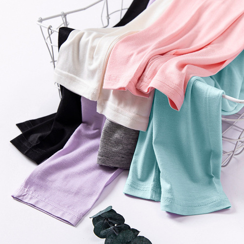 Summer Girls Modal Leggings Thin Ice Silk Outerwear Nine-Piece Girls' Pants Candy Color Baby Summer Pants