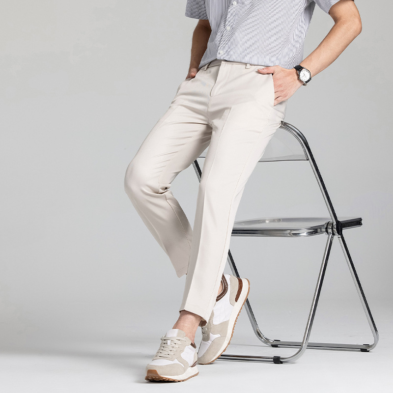 Four Seasons Nine-Point Suit Pants Men's Elastic Waist Plaid Easiest for Match Casual Pants Men's Southeast Asian Foreign Trade Fashion Casual Pants Men