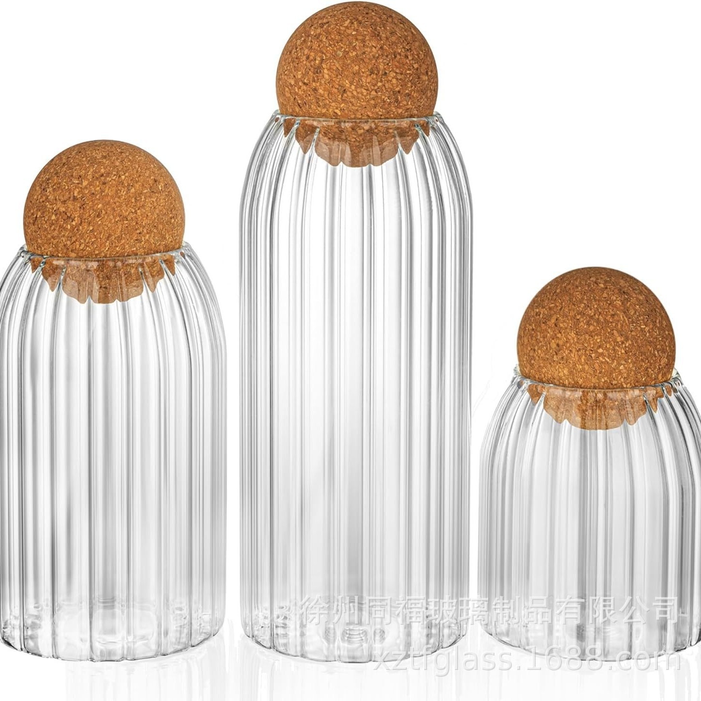 Frasco Cilíndrico de Vidrio Hermético con Tapón de Corcho Esférico de Vidrio de Borosilicato Alto para Café y Granos image 5