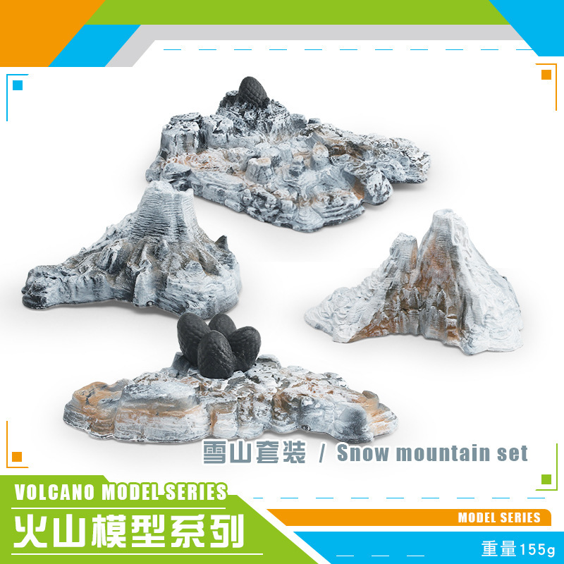 Exportación transfronteriza simulación volcánica y montaña de nieve modelo conjunto de explosión de mesa de arena estática decoración de escritorio juguetes al por mayor