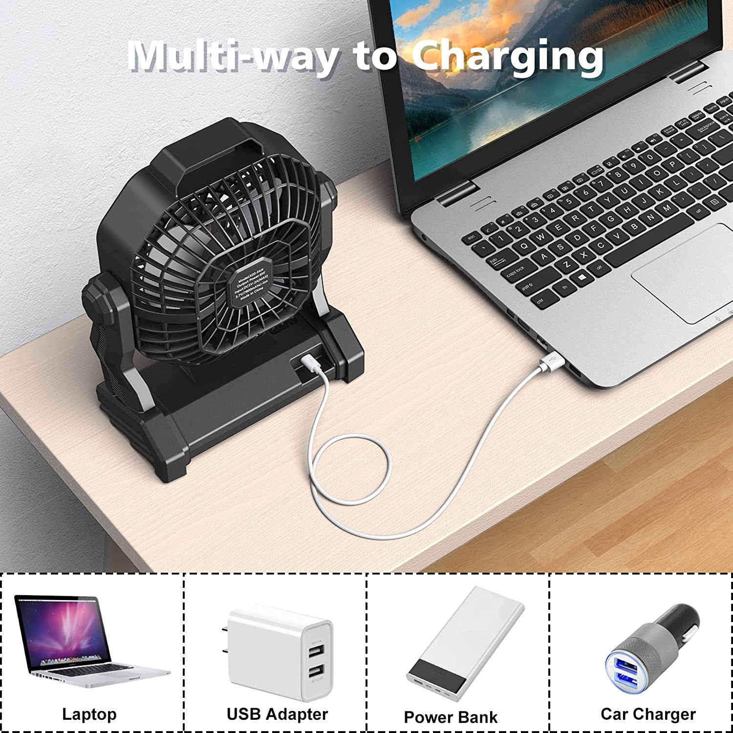 Ventilador de Camping para Colgar y Escritorio X21 Recargable para Camping