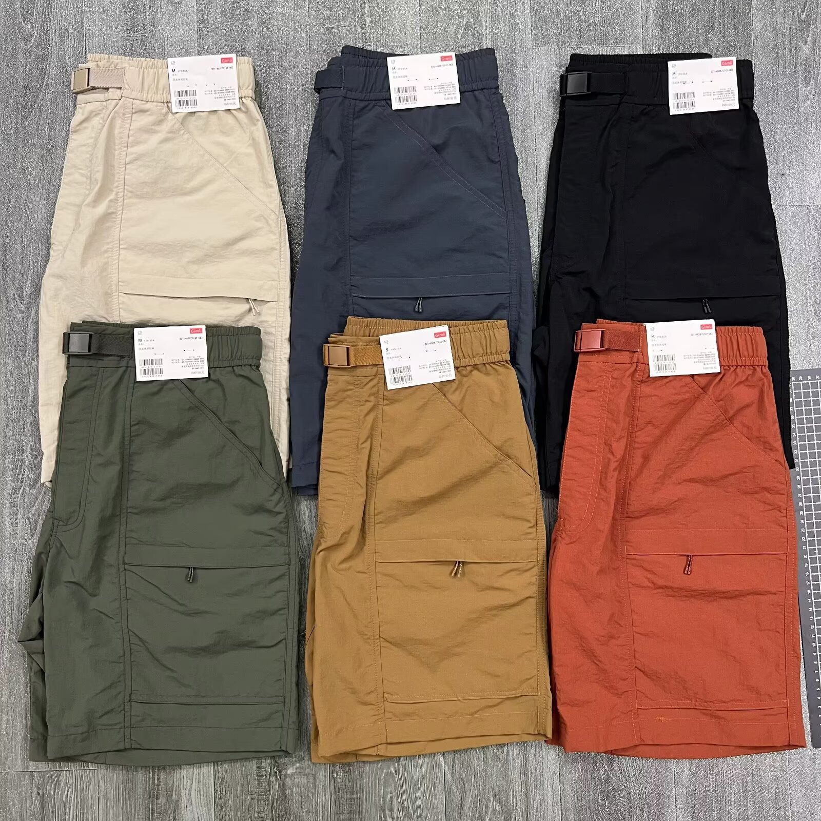 Summer New Japanese-Style Functional Quick-Dry Breathable Men's Buckle Belt Multi-Pocket Cargo Sports Casual Shorts