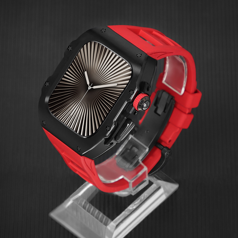 316L Stainless Steel Case for Apple S11/10 Fluororubber Strap iWatch 46mm 42mm Modified Case