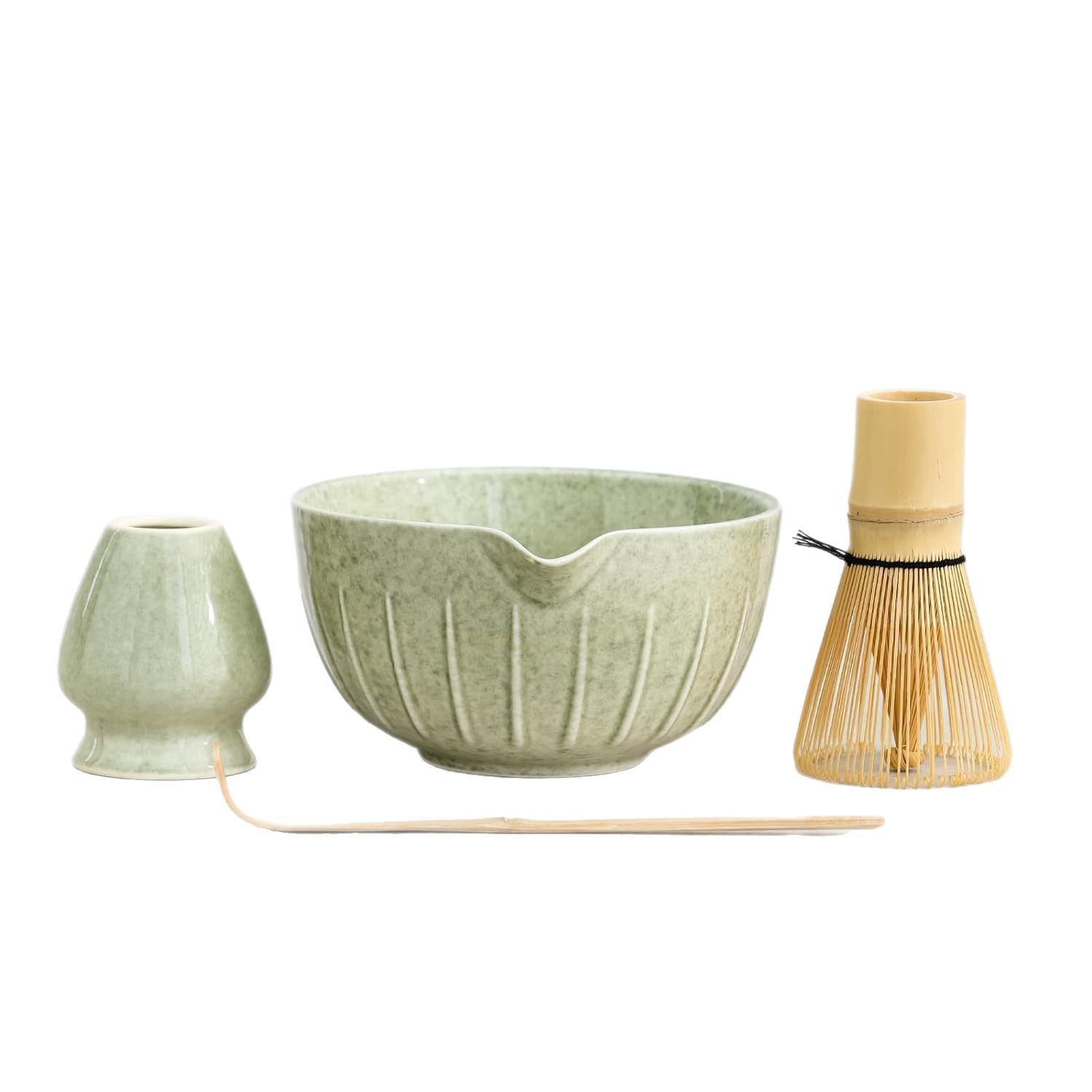 Conjunto de herramientas de matcha de cerámica transfronteriza con cuenco de boca, herramientas de orden de té, cuenco de matcha japonés con conjunto de paneles de té