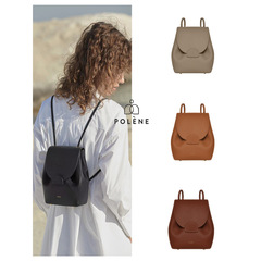 Polene真皮雙肩包法國輕奢paris女包可調節純色單肩包旅遊背包