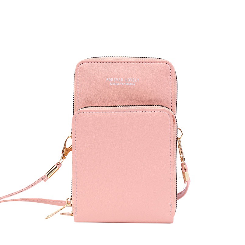 Bolsa de teléfono móvil para mujer nueva bolsa de hombro pequeña de pantalla táctil de doble capa de estilo coreano mini bolsa de tarjeta de cartera de gran capacidad multifuncional