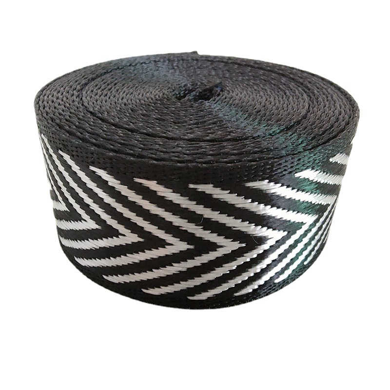 现货仿尼龙箭头织带 1.2寸 3.8CM银间黑色服装箱包金线人字纹织带