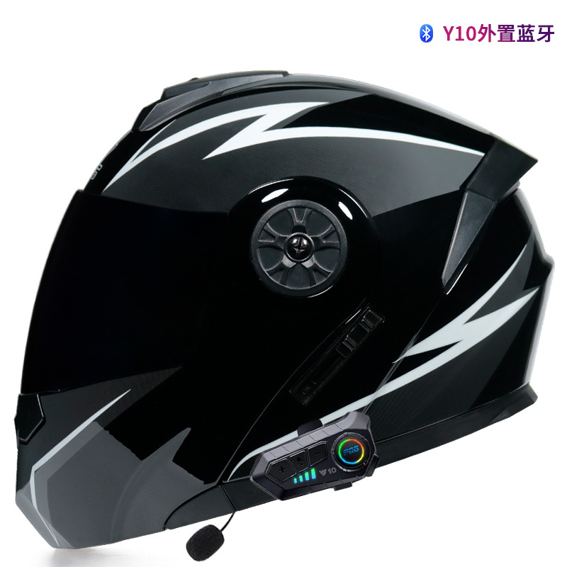 Orz casco no motocicleta casco completo hombres y mujeres de doble lente coche eléctrico Bluetooth expuesto medio casco Otoño e Invierno casco Four Seasons