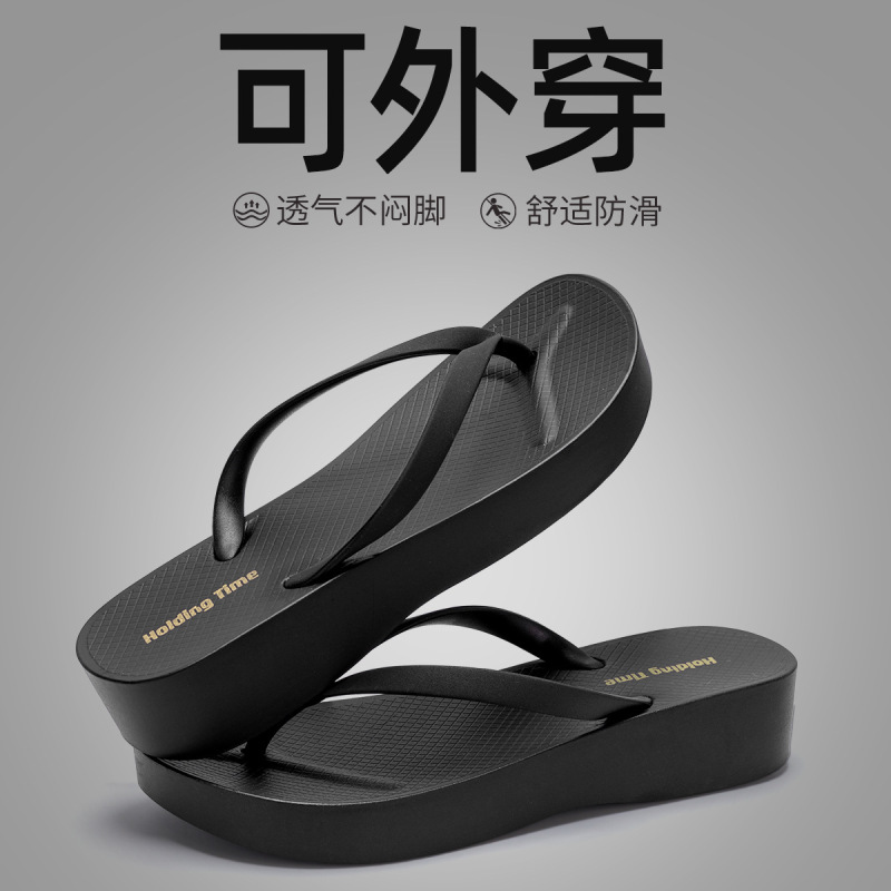 Cross-Border Popular Thick-Soled Simple Flip-Flops for Women Summer Solid Color Comfortable Outer Wear Seaside Beach Sandals for Women Cross-Border Popular Thick-Soled Simple Flip-Flops for Women Summer Solid Color Comfortable Outer Wear Seaside Beach Sandals for Women