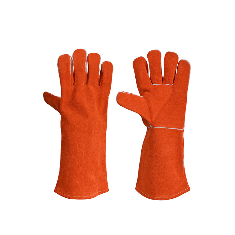 红色直指电焊加固手套MIG电焊手套