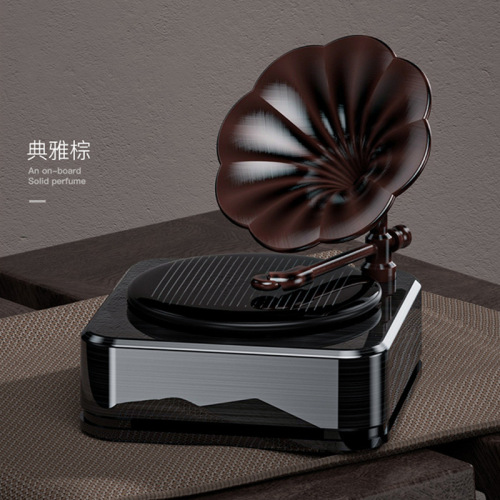 Solar car perfume high-end wholesale creative car imitation record player car perfume ornaments car aromatherapy