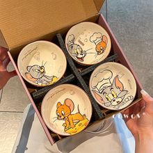 猫和老鼠米饭碗家用儿童可爱卡通陶瓷餐具套装乔迁伴手礼生日礼物