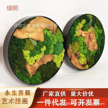 跨境永生苔藓挂画办公室客厅纯手工青苔墙面装饰橄榄木苔藓装饰画