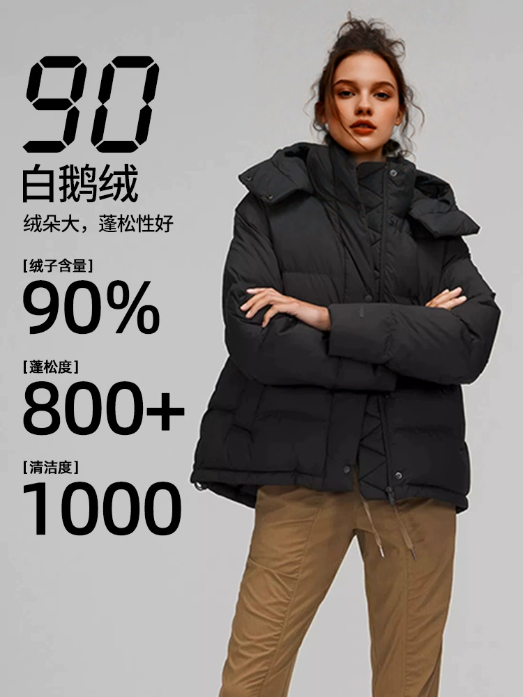 Spot LU световая панель подушечка Puff Puff пять сеток три защиты 90 белый гусиный пух пуховик с капюшоном женская короткая хлебная куртка