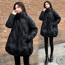 宽松羽绒服女冬新款中长款小个子斗篷加厚白鸭绒外套女