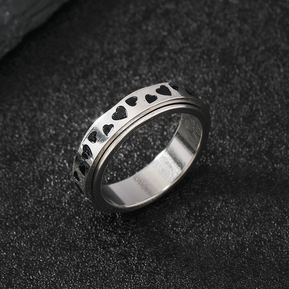 Comercio exterior suministro anillo de acero inoxidable personalidad moda melocotón corazón amor giratorio anillo de descompresión joyería de acero inoxidable