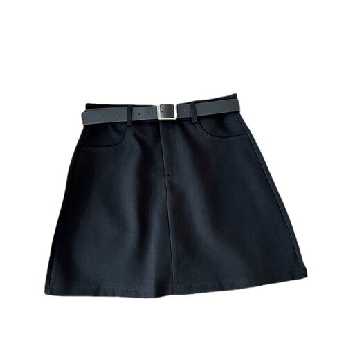 Lady's Summer 2025 New High-Waisted Slimming Matchy A-Line Grey Bumming Short Skirt