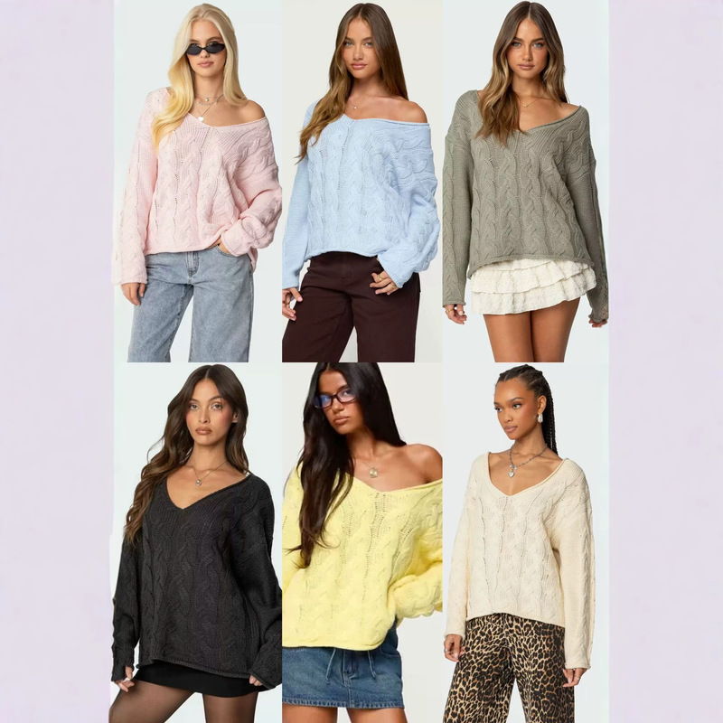 Edikted American Retro Autumn and Winter New Style High-End and Super Nice Lazy Style Knitted Sweater Bottoming Shirt Top