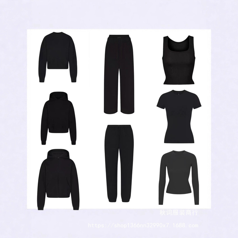 Skims Kardashian Black Series Sweatshirt Jacket Sweatpants Vest Short-Sleeved Long-Sleeved Sports Suit Daily Wholesale Skims Kardashian Black Series Sweatshirt Jacket Sweatpants Vest Short-Sleeved Long-Sleeved Sports Suit Daily Wholesale