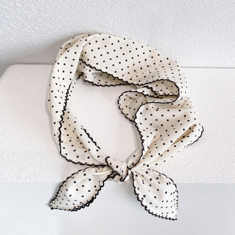 French-Style Polka Dot Triangle Scarf for Women, Versatile for Summer Outings, Fresh and Simple Hair Tie, Headscarf, Silk Scarf, Hairband, Small Neck Scarf