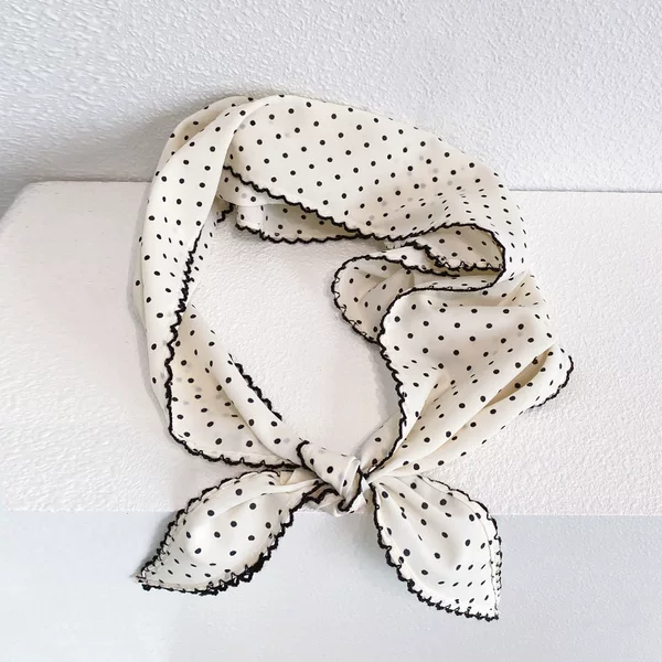 French-Style Polka Dot Triangle Scarf for Women, Versatile for Summer Outings, Fresh and Simple Hair Tie, Headscarf, Silk Scarf, Hairband, Small Neck Scarf
