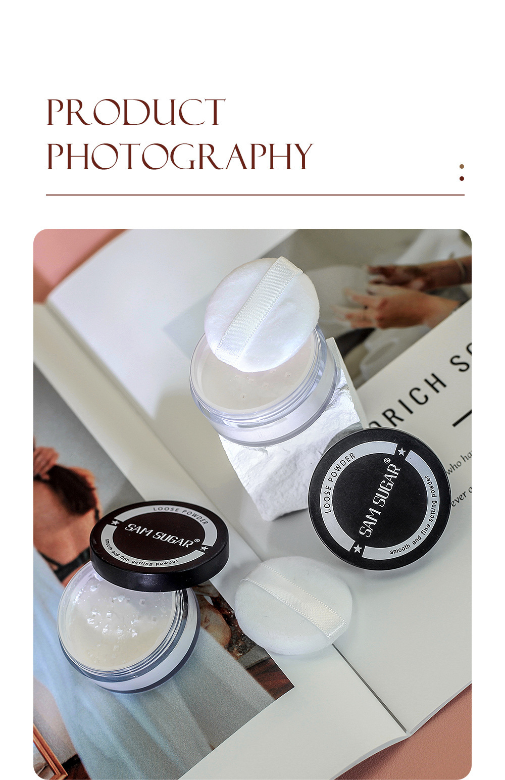 SAM SUGAR's setting loose powder is not prone to smudge and loose powder undefined