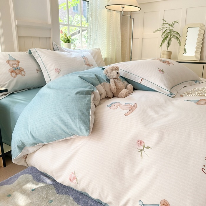 Nuevo 100% algodón de clase A algodón molido cuatro piezas de ropa de cama de cuatro estaciones gruesa dormitorio tres piezas de caja de regalo