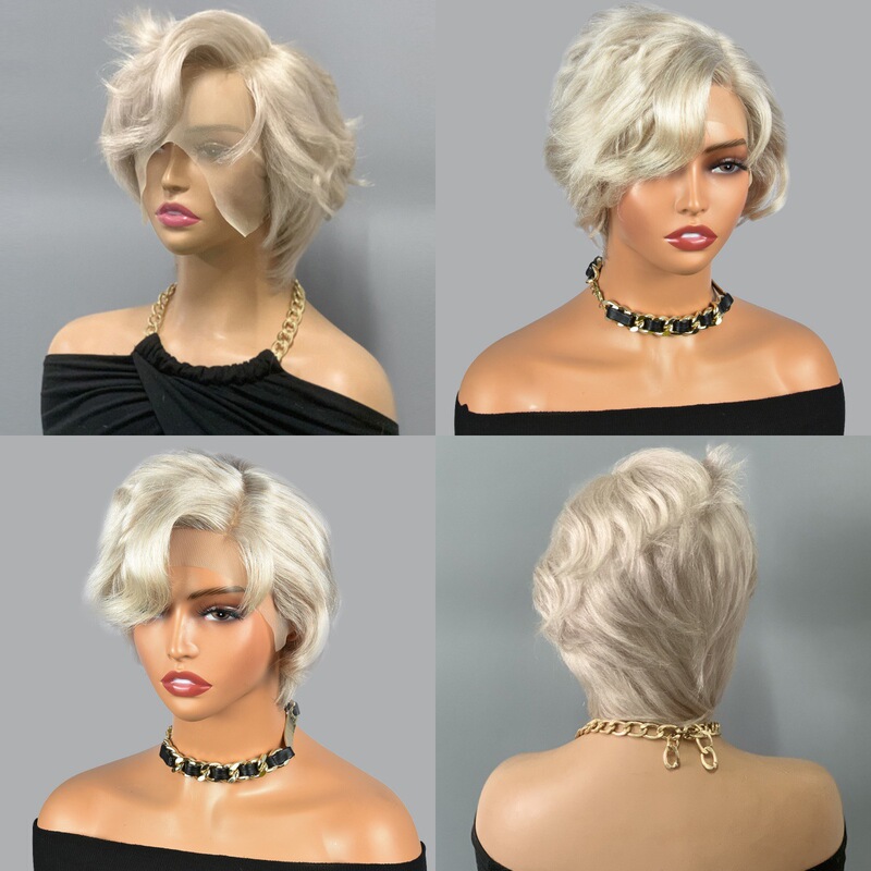 Gary Color Pixie HD HD Lace Front 100% Real Hair Wig Headgear