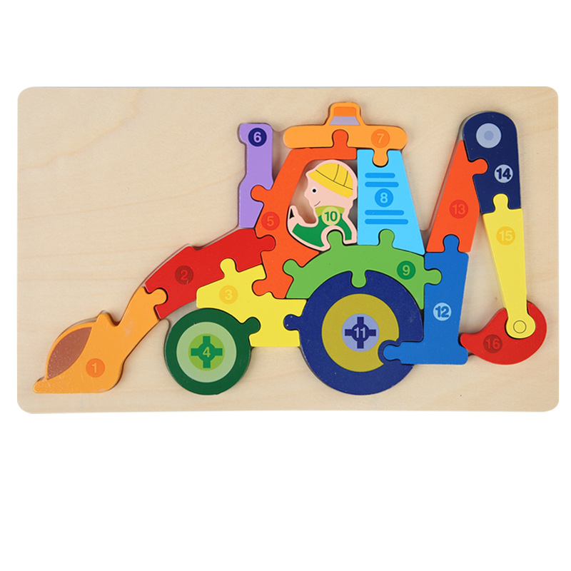 Juguetes de puzzle de madera de hebilla para niños pequeños Juguetes de bloque de bloques de construcción de bebés Juguetes de puzzle cognitivo de forma emparejada