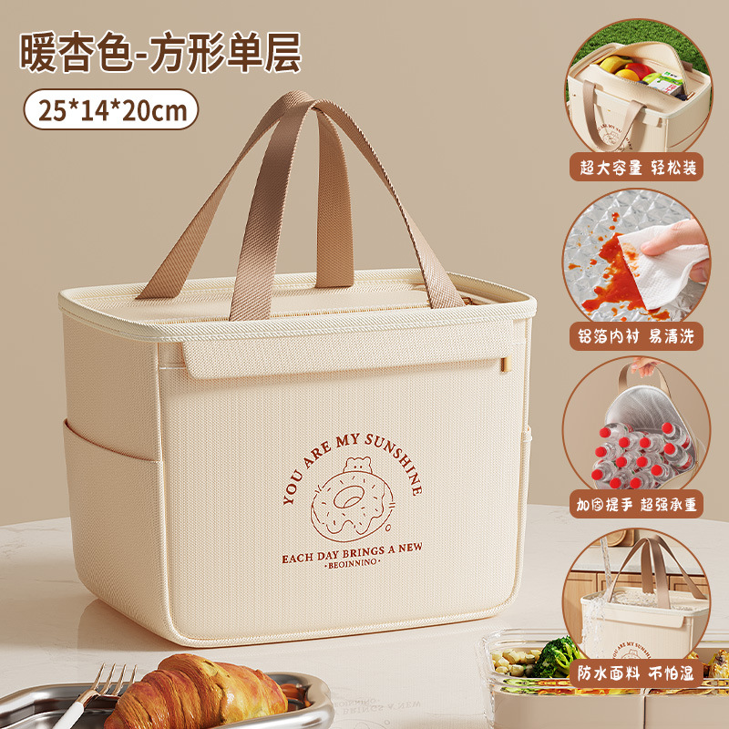 Nuevo paquete de almuerzo de doble capa, película de aluminio gruesa, bolsas de almuerzo de gran capacidad, bolsas de mano de aislamiento térmico, bolsas para picnic