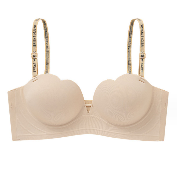 373 suave glutinoso engrosado de dibujos animados pecho anti-expansión externa ropa interior sin costuras cómodo inalámbrico pequeño pecho Sujetador push up ajustable