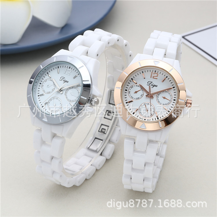 Fashionable trend quartz white elegant swiss watch